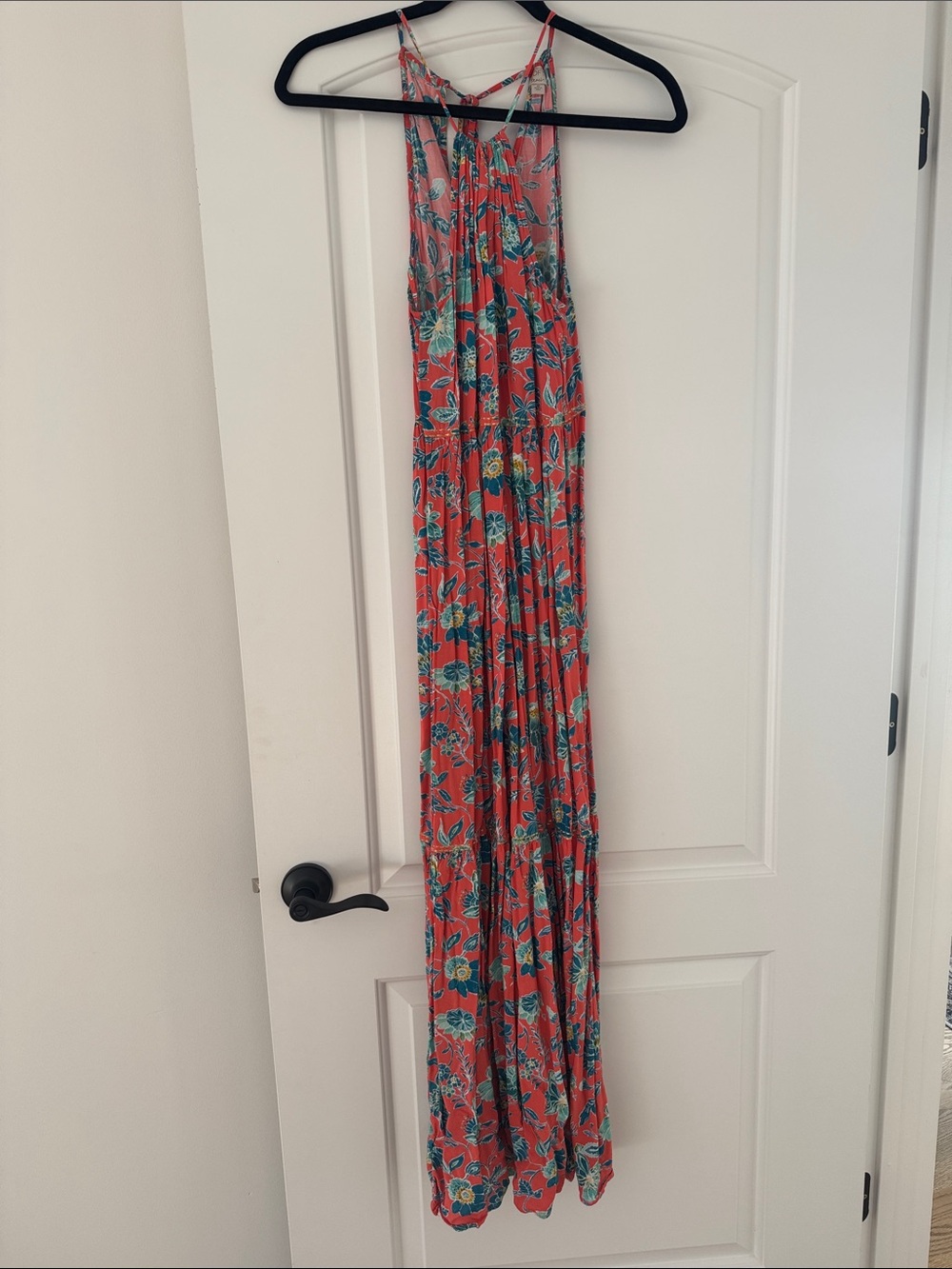 Coral Floral Halter Maxi Dress